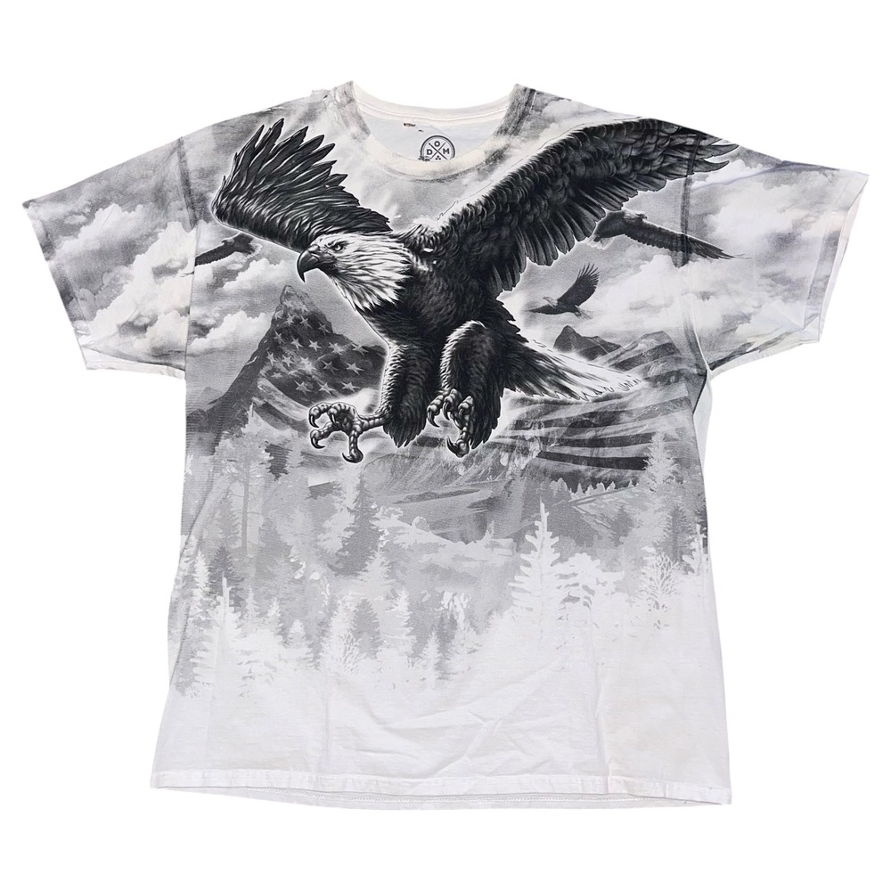 Y2K DOM Mens XL Eagle Nature Graphic T-Shirt Distressed Thrashed Grunge